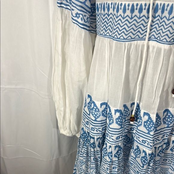 OLIPHANT WHITE BLUE EMBROIDERED TUNIC DRESS SIZE L - Picture 7 of 11